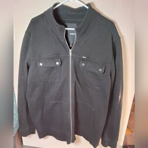 Hurley Black Bomber Jacket W/ Full-zip Closure and Front Utility Pockets Size L